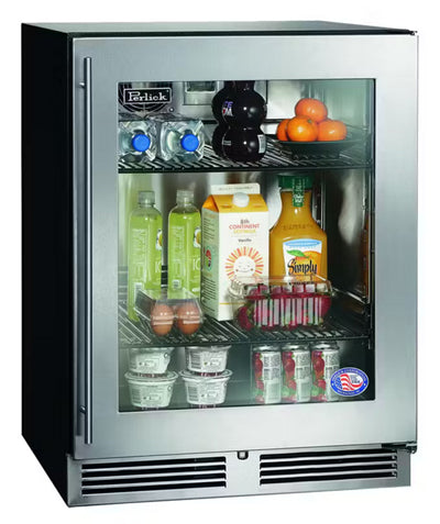 Perlick HA24RB-4-3L Refrigerator, Stainless Steel Glass Door, Hinged Left - HA24RB-4-3L