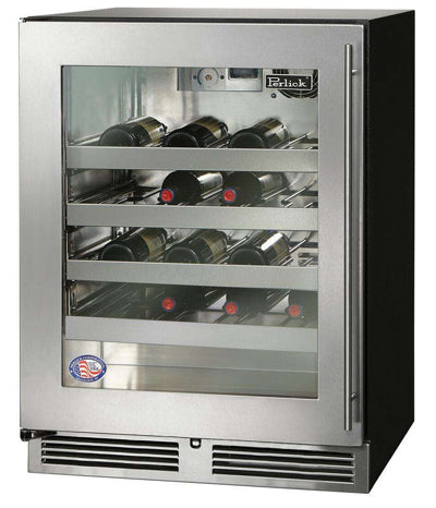 Perlick HA24WB-4-3L Single Zone Wine Reserve, Stainless Steel Glass Door, Hinged Left - HA24WB-4-3L