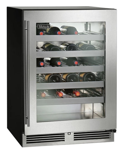 Perlick HA24WB-4-3L Single Zone Wine Reserve, Stainless Steel Glass Door, Hinged Left - HA24WB-4-3L