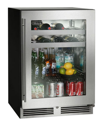 Perlick 24" Commercial Series Beverage Center - Stainless Glass Door - Left Hinge - HC24BB-4-3L