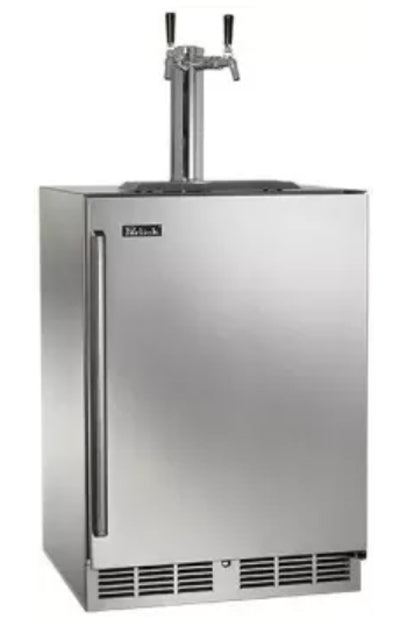 Perlick HC24TB-4-1R-2 Beer Dispenser - Two Tap, Stainless Steel Solid Door, Hinged Right - HC24TB-4-1R-2