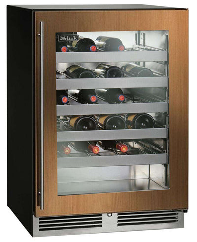 Perlick 24" Wide Commercial Series 45 Bottle Single Zone Glass Overlay Commercial Wine Refrigerator - HC24WB-4-4R