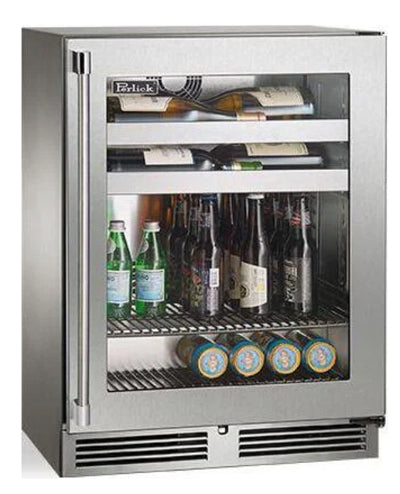 Perlick 18" Depth Signature Series Sottile Beverage Center - Stainless Steel Glass Door - Left Hinge - HH24BS-4-3L