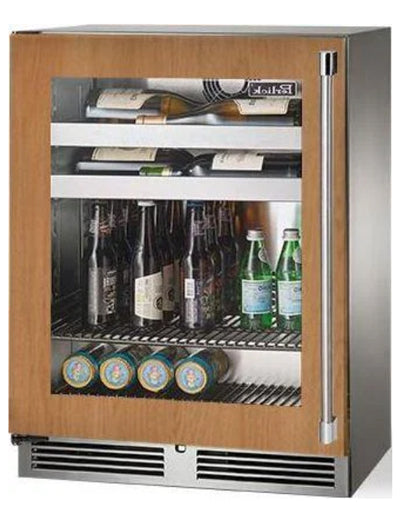 Perlick 18" Deep Signature Series Sottile Beverage Center - Wood Overlay Frame Glass Door - Left Hinge - HH24BS-4-4L