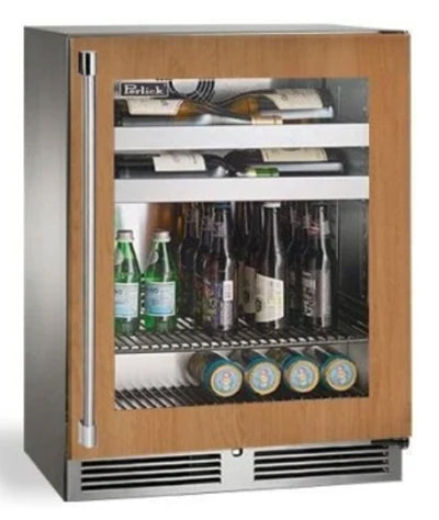 Perlick 18" Deep Signature Series Sottile Beverage Center - Wood Overlay Frame Glass Door - Left Hinge - HH24BS-4-4L