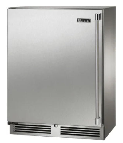 Perlick 24 Inch Compact Refrigerator with 3.1 Cu. Ft. Capacity, Full-Extension Wire Shelves, LED Lighting, Door Alarm, Eco-Friendly Refrigerant, ADA Compliant, and Energy Star Certified: Stainless Steel Door, Left Hinge - HH24RS-4-1L