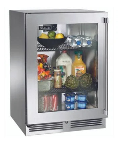 Perlick 24" Depth Signature Series Sottile Refrigerator - Stainless Steel Glass Door - Left Hinge - HH24RS-4-3L