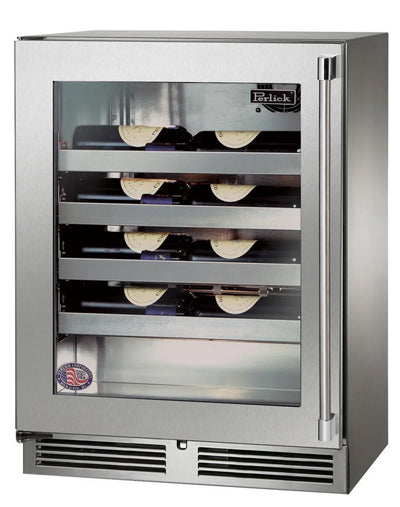 Perlick 24" ADA-Compliant Wine Reserve Stainless Steel & Glass Left Hinge Wine Refrigerator - HH24WS-4-3L