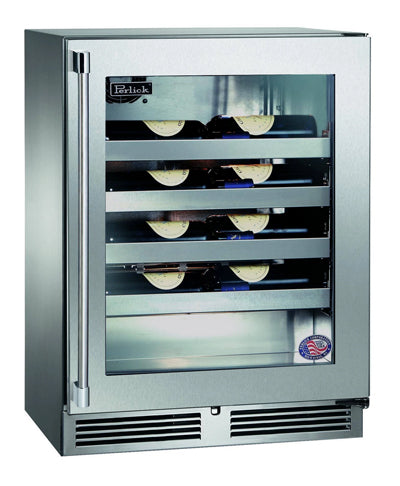 Perlick 24" ADA-Compliant Wine Reserve Stainless Steel & Glass Left Hinge Wine Refrigerator - HH24WS-4-3L