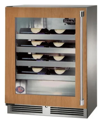 Perlick 24" Wide Signature Series 20 Bottle Single Zone Panel Overlay Left Hinge Wine Refrigerator - HH24WS-4-4L