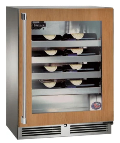 Perlick 24" Wide Signature Series 20 Bottle Single Zone Panel Overlay Left Hinge Wine Refrigerator - HH24WS-4-4L