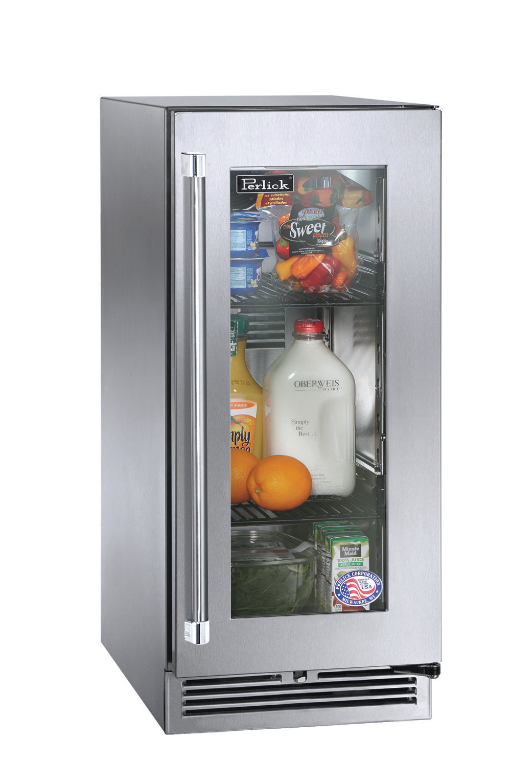 15" Signature Series Indoor Refrigerator Stainless Glass Door