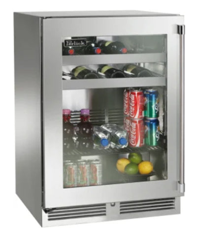 Perlick 24" Outdoor Signature Series Beverage Center - Stainless Glass Door - Left Hinge - HP24BO-4-3L