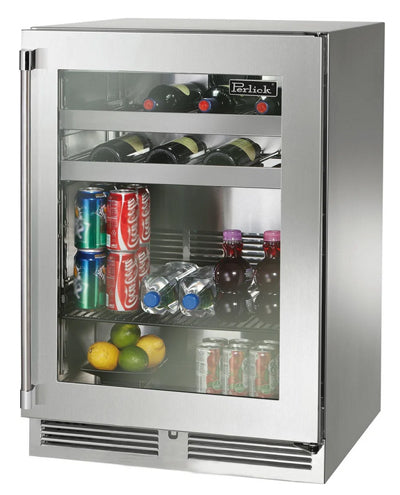 Perlick 24 Inch Wide 62 Can Capacity Energy Star Rated Outdoor Beverage Center with Right Hinge and Door Lock - HP24BO-4-3RL