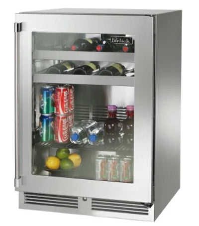 Perlick 24" Outdoor Signature Series Beverage Center - Stainless Glass Door - Left Hinge - HP24BO-4-3L