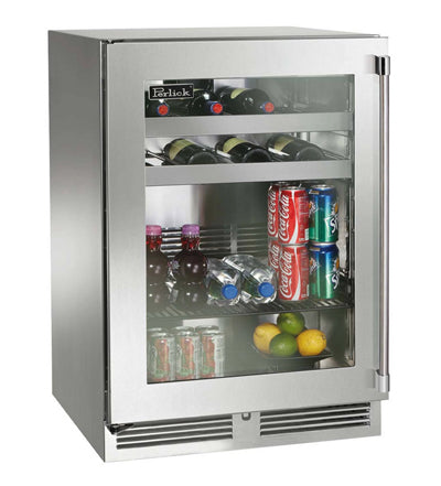 Perlick 24" Signature Series Beverage Center - Stainless Glass Door - Left Hinge - HP24BS-4-3L