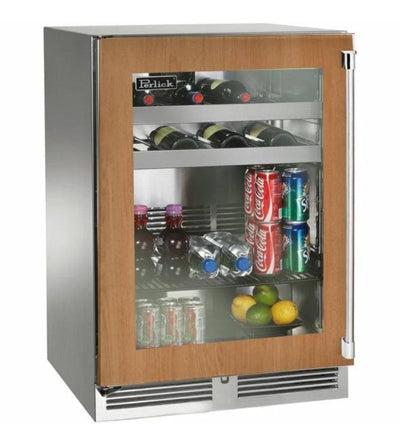 Perlick 24" Signature Series Beverage Center - Overlay Glass Door - Left Hinge - HP24BS-4-4L