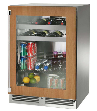 Perlick 24" Signature Series Beverage Center - Overlay Glass Door - Left Hinge - HP24BS-4-4L