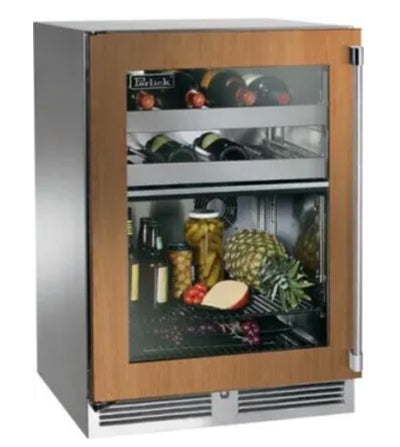 Perlick HP24CS-4-4L Dual Zone Ref/Wine Reserve, Fully Integrated Glass Door, Hinged Left - HP24CS-4-4L