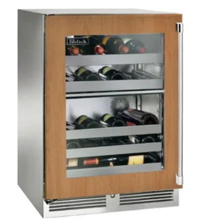 24 Inch Dual Zone Wine Reserve with 32 Bottle Capacity, Full-Extension Shelves, LED Lighting, Digital Thermostat, Door Alarm, and 45°F - 65°F Temperature Range: Panel Ready Glass Door, Left Hinge Door Swing
 - HP24DS-4-4L