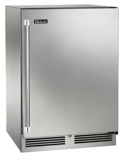 Perlick Signature Series 24 Inch Wide 5.2 Cu. Ft. Energy Star Rated Outdoor Compact Refrigerator with Right Hinge and Door Lock - HP24RO-4-1RL