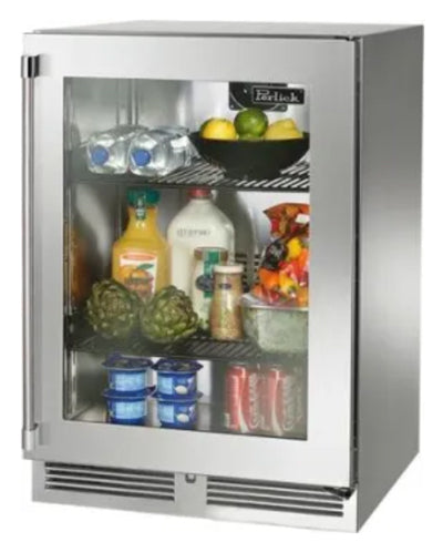 Perlick 24 Inch Wide 5.2 Cu. Ft. Energy Star Rated Outdoor Compact Refrigerator with Left Hinge and Door Lock - HP24RO-4-3LL