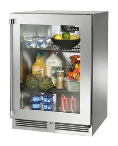 Perlick 24" Outdoor Signature Series Refrigerator - Stainless Glass Door - Right Hinge - HP24RO-4-3R