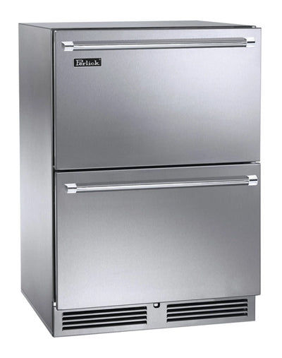 Perlick Signature Series 24 Inch Wide 5.2 Cu. Ft. Outdoor Refrigerator Drawer with Door Lock and Door Alarm - HP24RO-4-5DL