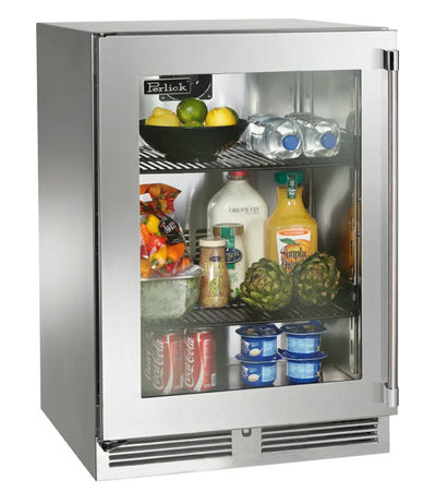 Perlick 24" Signature Series Refrigerator - Stainless Glass Door - Left Hinge - HP24RS-4-3L