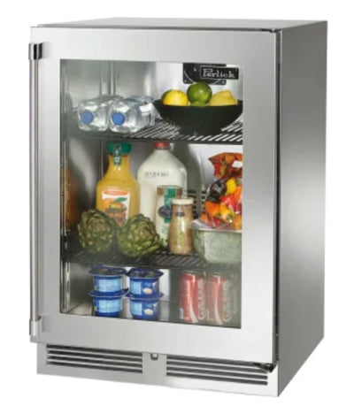 Perlick 24" Signature Series Refrigerator - Stainless Glass Door - Left Hinge - HP24RS-4-3L