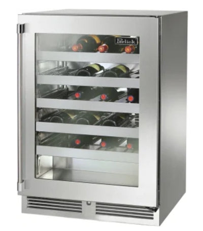 Perlick 24" Wide Signature Series 45 Bottle Single Zone Stainless Steel Left Hinge Wine Refrigerator - HP24WS-4-3L