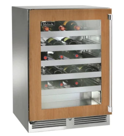 Perlick 24" Wide Signature Series 45 Bottle Single Zone Overlay Glass Left Hinge Wine Refrigerator - HP24WS-4-4L