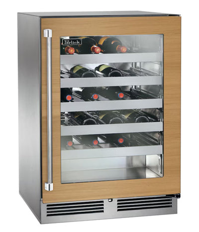 Perlick 24" Wide Signature Series 45 Bottle Single Zone Overlay Glass Left Hinge Wine Refrigerator - HP24WS-4-4L