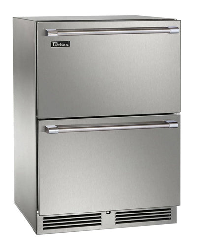 Perlick 24" Signature Series Outdoor Dual-Zone Refrigerator/Freezer Drawers - Stainless Steel - HP24ZO-4-5