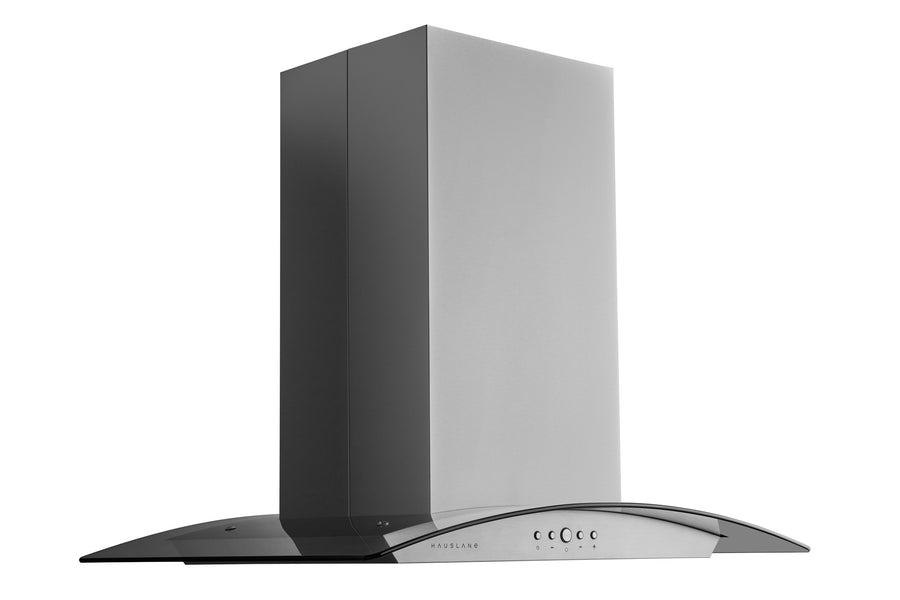 36 Inch Curve-Glass Design Island Convertible Range Hood with Dual Control in Stainless Steel