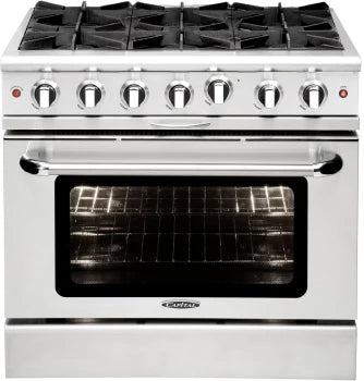 Capital 36 inch pro-style all gas range with 4 open burners, model MCOR366N