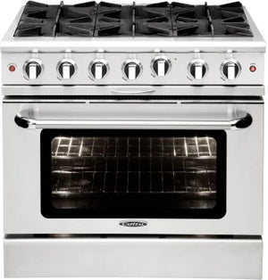 Capital 36 inch pro-style all gas range with 4 open burners, model MCOR366N