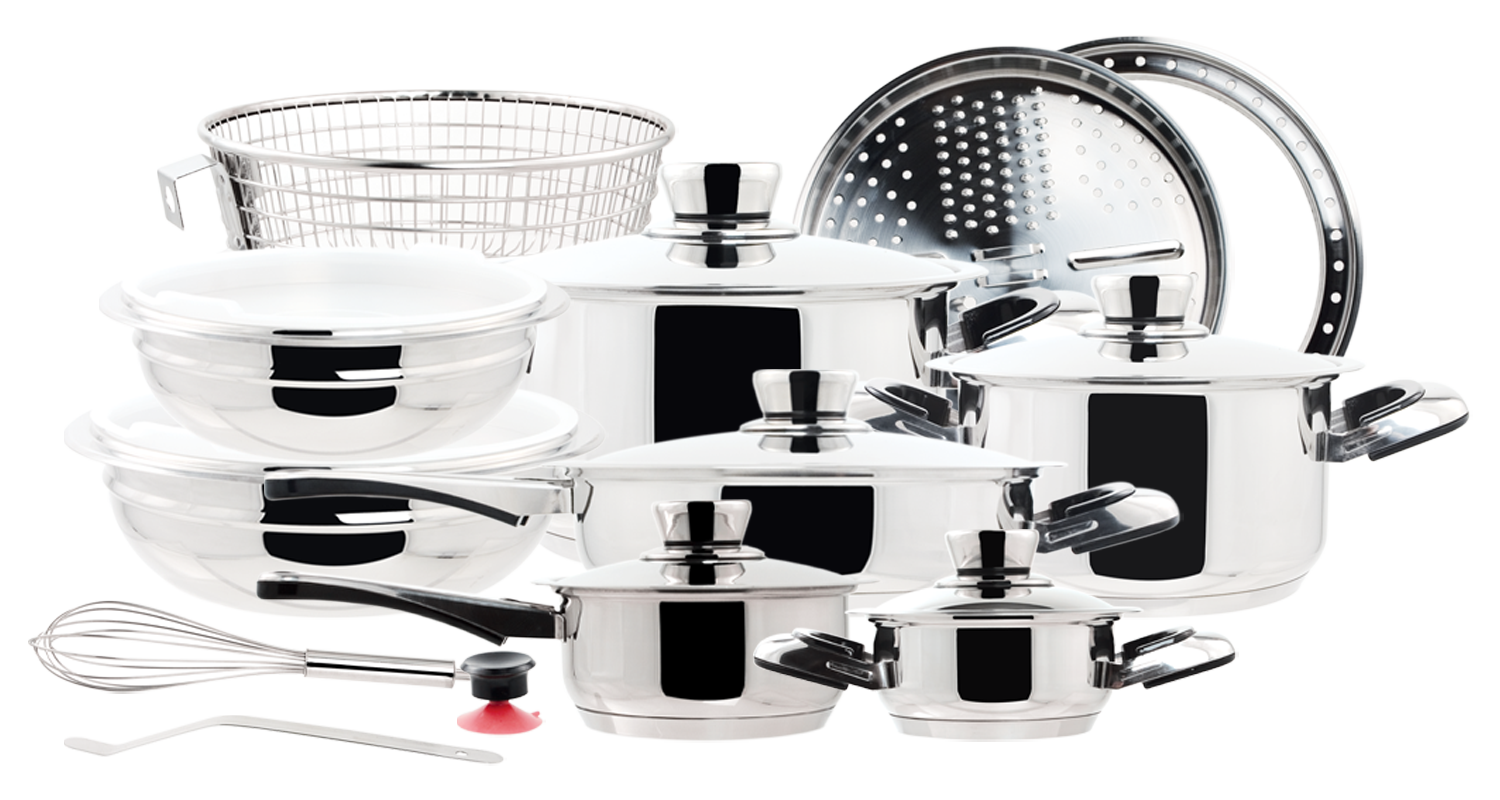 22pc Cookware Set, Stainless Steel, Induction Compatible