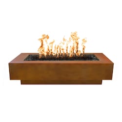 Coronado 48 Inch Rectangular Corten Steel Natural Gas Fire Pit in Copper by The Outdoor Plus