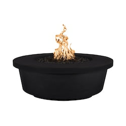 Tempe 48 Inch Round GFRC Natural Gas Fire Pit Table in Black by The Outdoor Plus