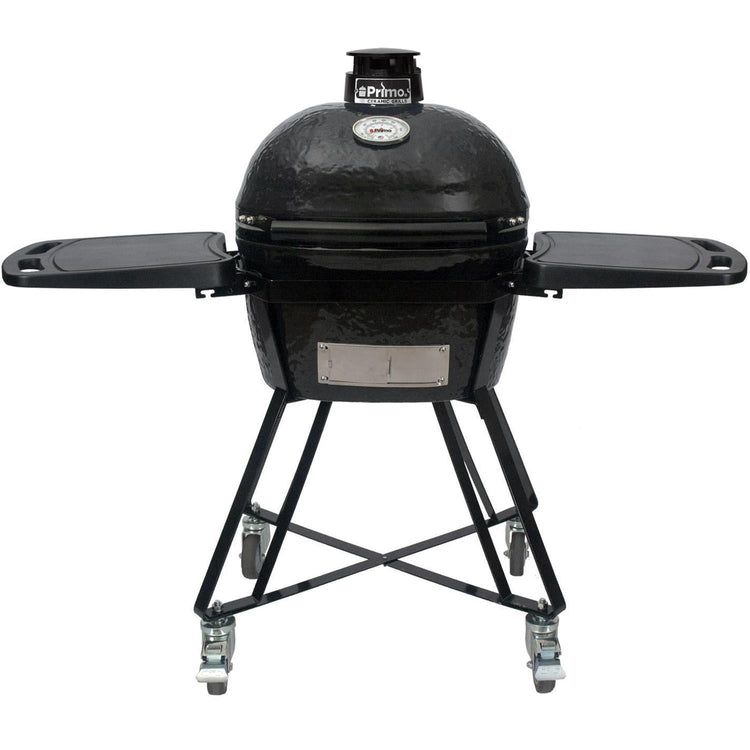 primo-all-in-one-oval-junior-200-ceramic-kamado-grill-with-cradle-side-shelves-and-stainless-steel-grates-pgcjrc