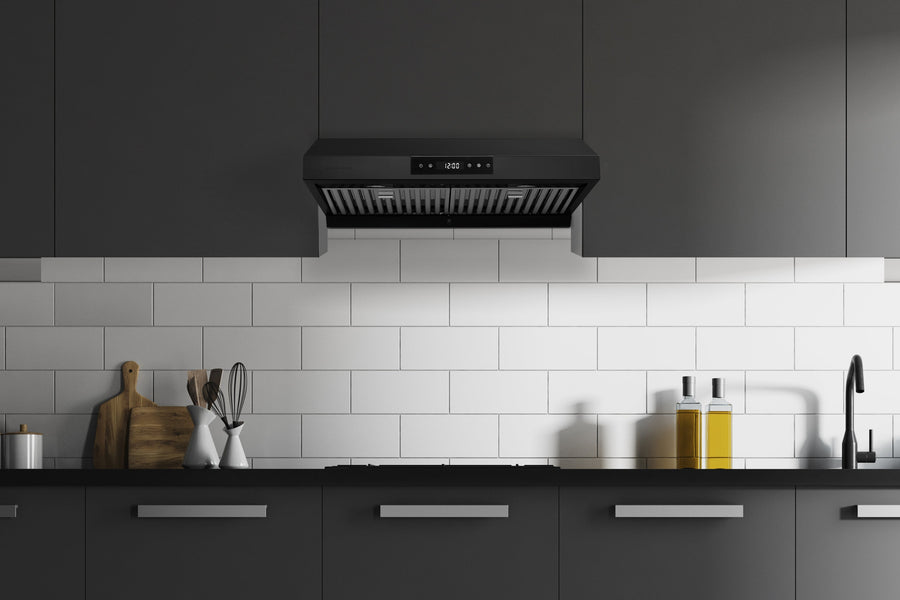 30 Inch Chef Series Under Cabinet Range Hood with 3-Way Venting, Changeable LED in MATTE BLACK