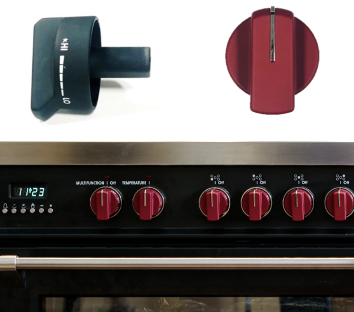 Color Knob Set for Designer Single Oven Dual Fuel Range - Black