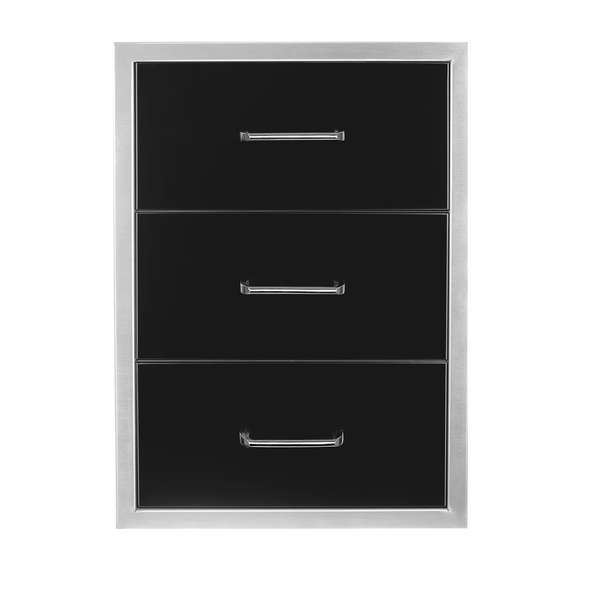 Wildfire 19 X 26 304 Black SS Triple Access Drawer - WFTDW1926-BSS