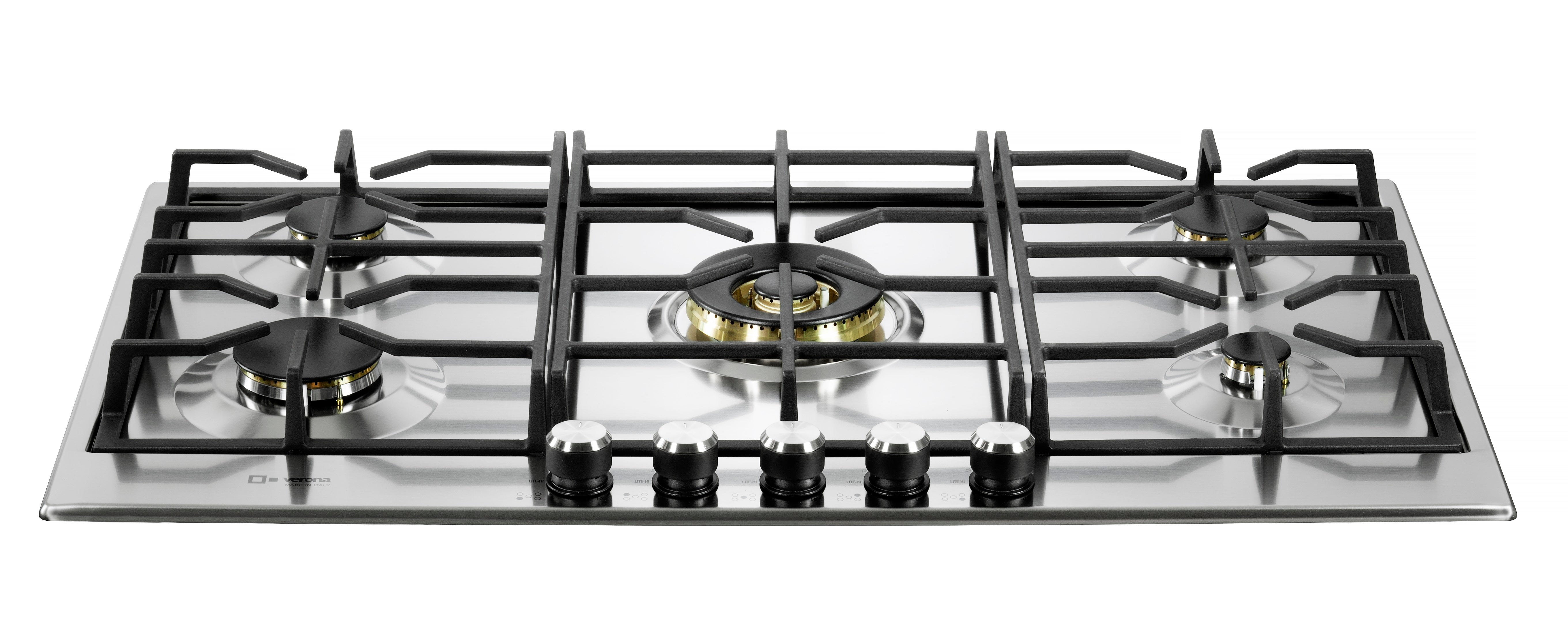 Verona 36" Designer Gas Cooktop-Brass Burners SS