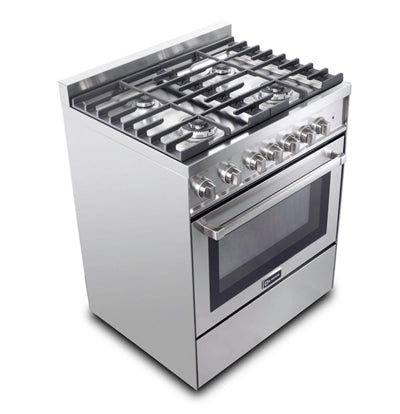 30 Inch Freestanding Gas Range with 3.0 cu. ft. Convection Oven, 4 Sealed Burners, 17,000 BTU Burners, 60 Minute Bell Timer, Flame Failure Safety, 2 Heavy Duty Racks and Storage Drawer: Stainless Steel - VEFSGG304NSS