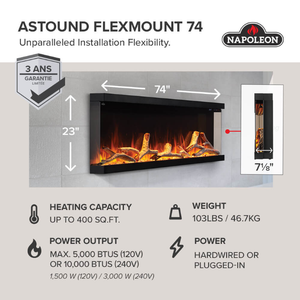 Napoleon Astound 74 FlexMount Electric Fireplace view 2