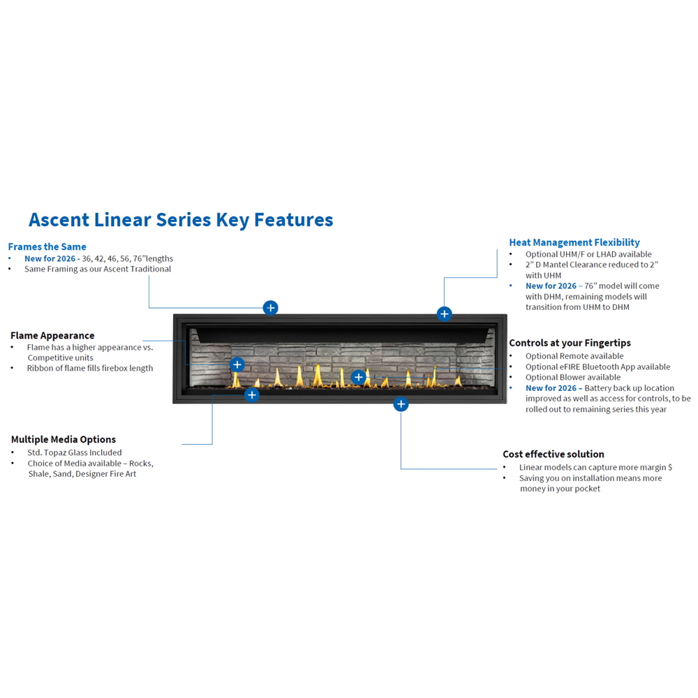 Napoleon Ascent Linear 36 Direct Vent Fireplace, NG, Electronic Ignition view 2