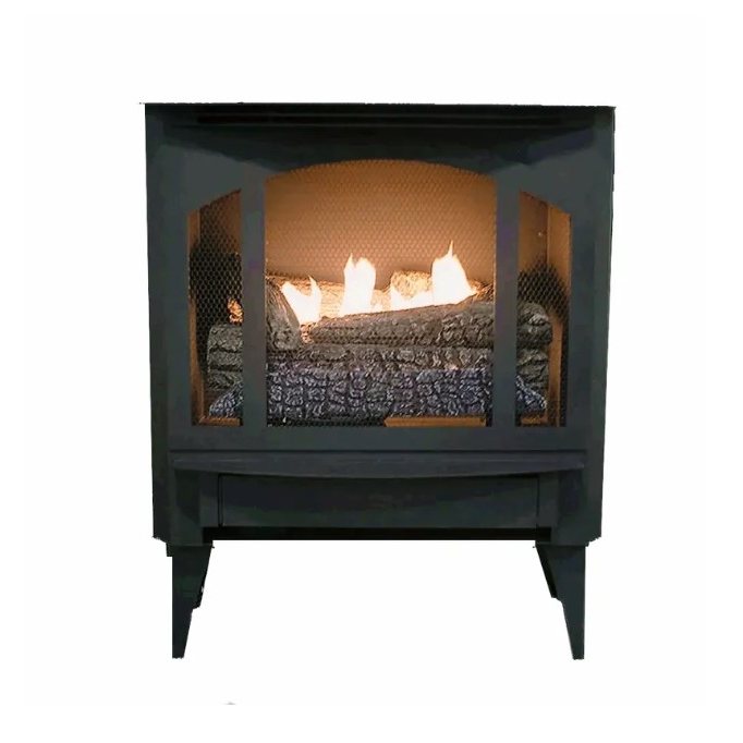 Buck Stove Model T-33 Natural Gas Stove With Legs and Blower Black