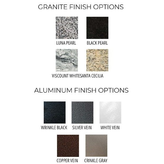 Complete Outdoor Kitchen Islands 8' Island Grill on Left in Wrinkle Black Aluminum, Viscount White Granite view 2